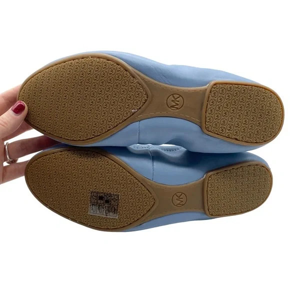 Michael Kors Women's Flats Juliette Blue Leather Ballet Slip On Designer NEW - Picture 9 of 11